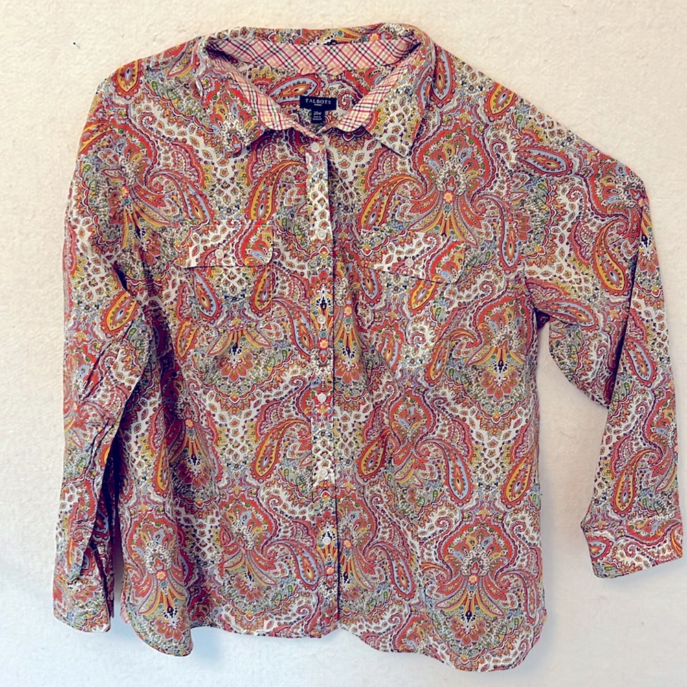 Talbots Orange Paisley Blouse 20w